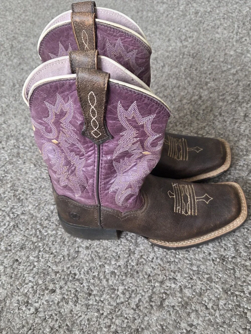 Ariat 'Tombstone' Boots Youth Kids Size 1 Square Toe Cowboy Western Plum Purple